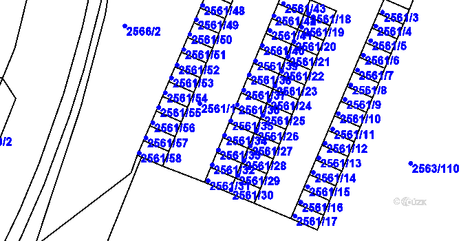 Parcela st. 2561/35 v KÚ Litoměřice, Katastrální mapa