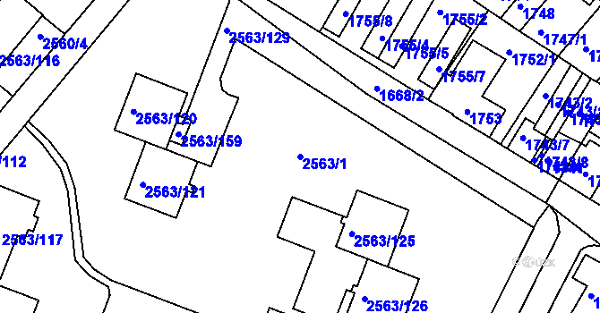 Parcela st. 2563/1 v KÚ Litoměřice, Katastrální mapa