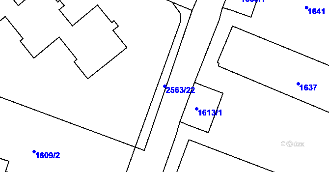 Parcela st. 2563/22 v KÚ Litoměřice, Katastrální mapa