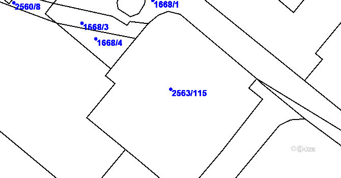 Parcela st. 2563/115 v KÚ Litoměřice, Katastrální mapa