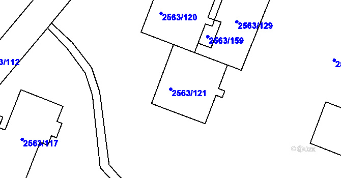 Parcela st. 2563/121 v KÚ Litoměřice, Katastrální mapa
