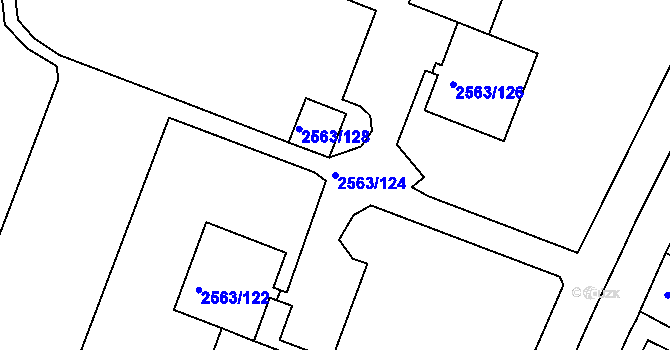 Parcela st. 2563/124 v KÚ Litoměřice, Katastrální mapa