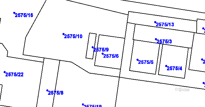Parcela st. 2575/6 v KÚ Litoměřice, Katastrální mapa
