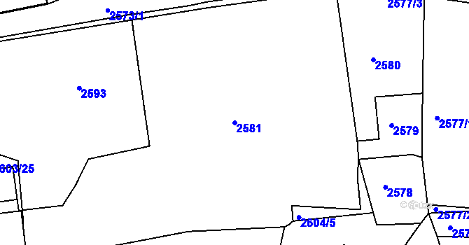 Parcela st. 2581 v KÚ Litoměřice, Katastrální mapa