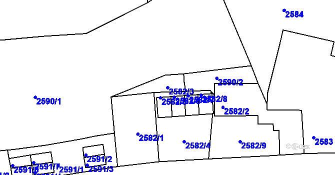 Parcela st. 2582/3 v KÚ Litoměřice, Katastrální mapa