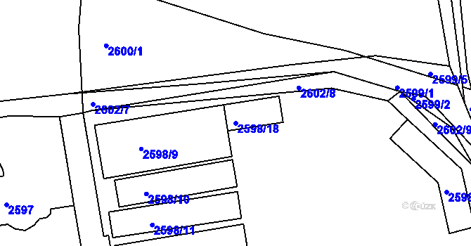 Parcela st. 2598/18 v KÚ Litoměřice, Katastrální mapa