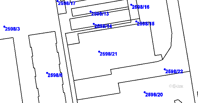 Parcela st. 2598/21 v KÚ Litoměřice, Katastrální mapa