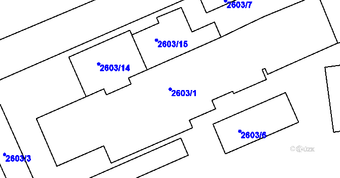 Parcela st. 2603/1 v KÚ Litoměřice, Katastrální mapa