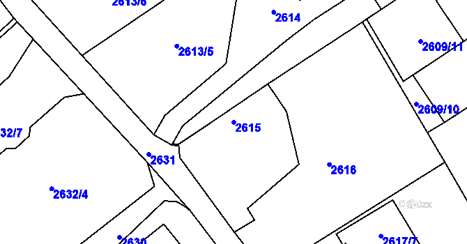 Parcela st. 2615 v KÚ Litoměřice, Katastrální mapa