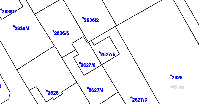 Parcela st. 2627/5 v KÚ Litoměřice, Katastrální mapa