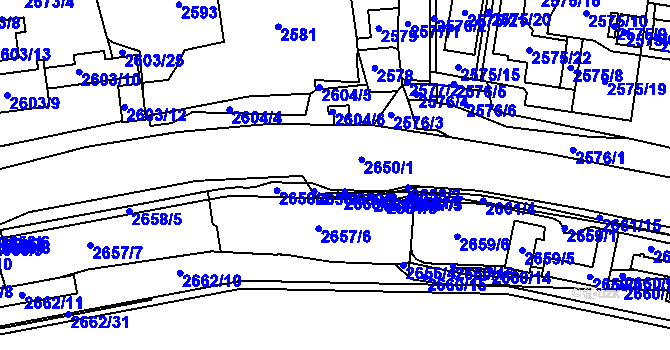 Parcela st. 2650/1 v KÚ Litoměřice, Katastrální mapa