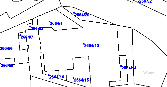 Parcela st. 2664/10 v KÚ Litoměřice, Katastrální mapa