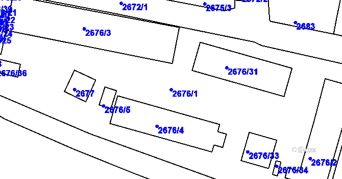 Parcela st. 2676/1 v KÚ Litoměřice, Katastrální mapa