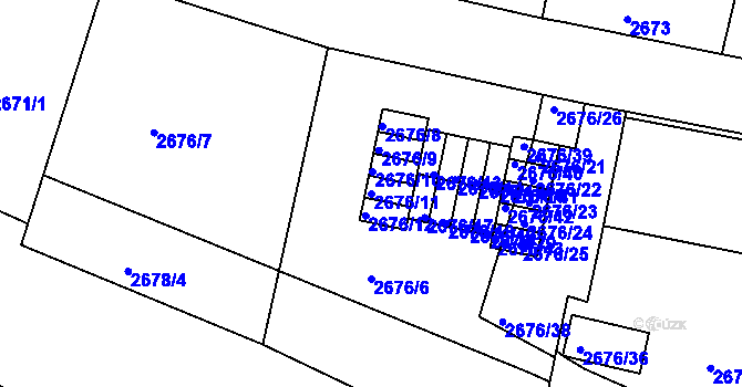 Parcela st. 2676/11 v KÚ Litoměřice, Katastrální mapa