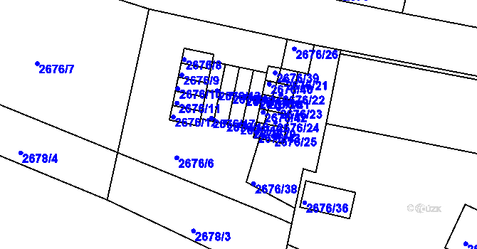 Parcela st. 2676/19 v KÚ Litoměřice, Katastrální mapa