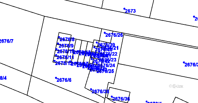 Parcela st. 2676/22 v KÚ Litoměřice, Katastrální mapa