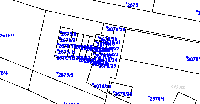 Parcela st. 2676/23 v KÚ Litoměřice, Katastrální mapa