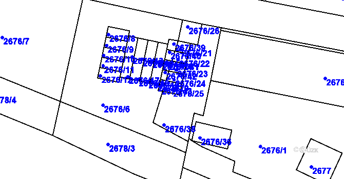 Parcela st. 2676/25 v KÚ Litoměřice, Katastrální mapa