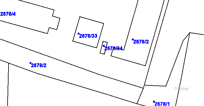 Parcela st. 2676/35 v KÚ Litoměřice, Katastrální mapa