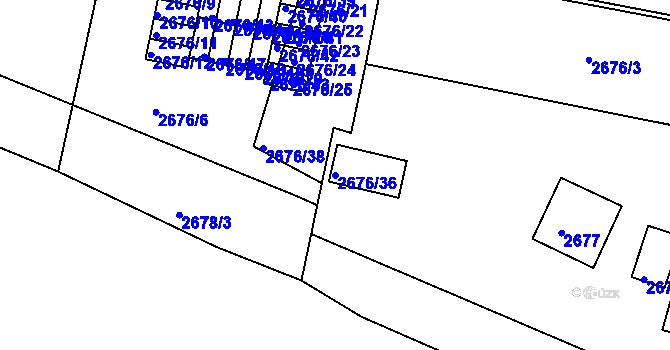 Parcela st. 2676/36 v KÚ Litoměřice, Katastrální mapa