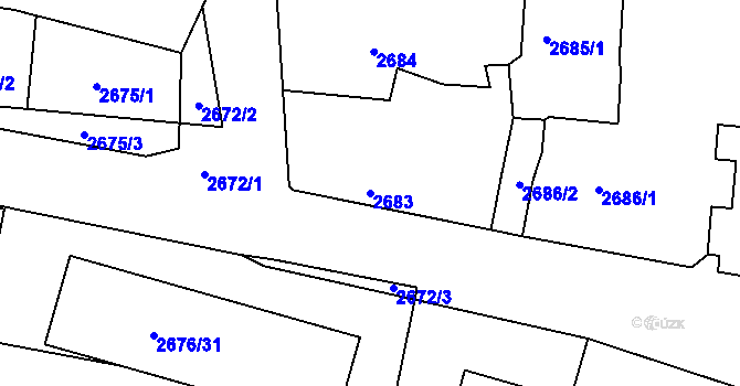 Parcela st. 2683 v KÚ Litoměřice, Katastrální mapa