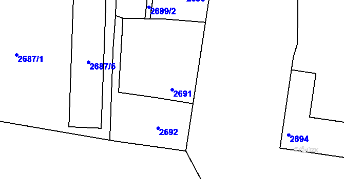 Parcela st. 2691 v KÚ Litoměřice, Katastrální mapa