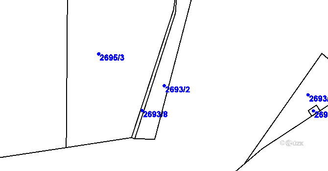 Parcela st. 2693/2 v KÚ Litoměřice, Katastrální mapa