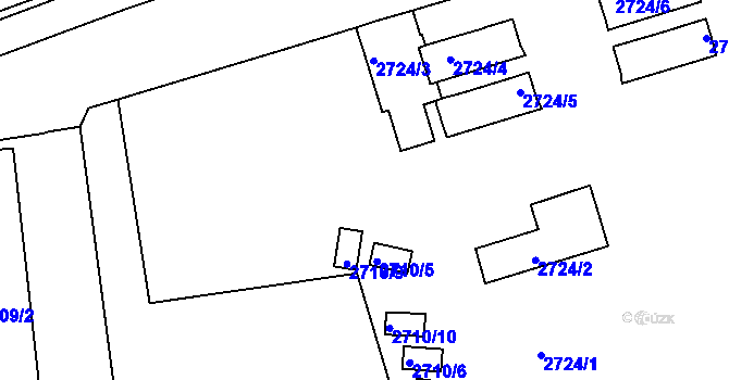 Parcela st. 2710/3 v KÚ Litoměřice, Katastrální mapa