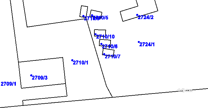Parcela st. 2710/7 v KÚ Litoměřice, Katastrální mapa