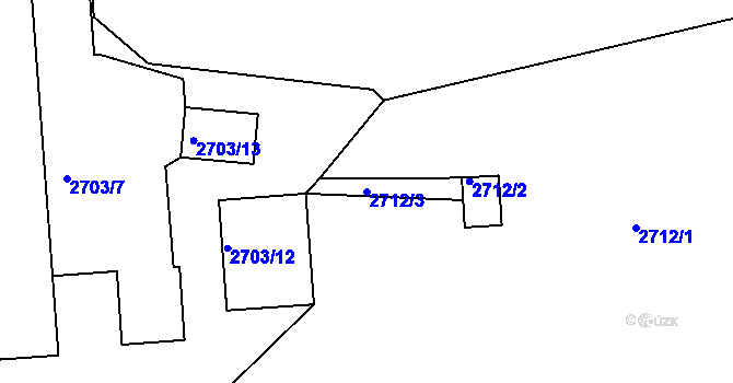 Parcela st. 2712/3 v KÚ Litoměřice, Katastrální mapa
