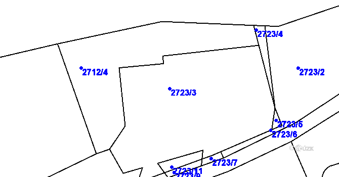 Parcela st. 2723/3 v KÚ Litoměřice, Katastrální mapa