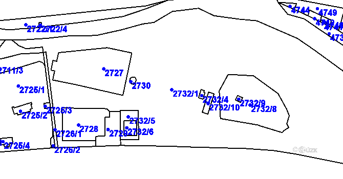Parcela st. 2732/1 v KÚ Litoměřice, Katastrální mapa