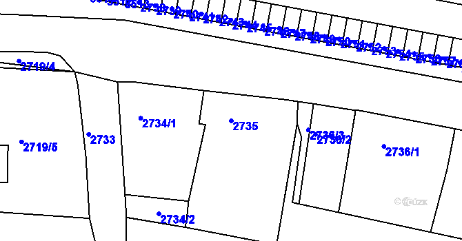 Parcela st. 2735 v KÚ Litoměřice, Katastrální mapa