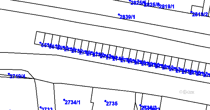 Parcela st. 2744 v KÚ Litoměřice, Katastrální mapa