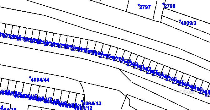 Parcela st. 2777 v KÚ Litoměřice, Katastrální mapa