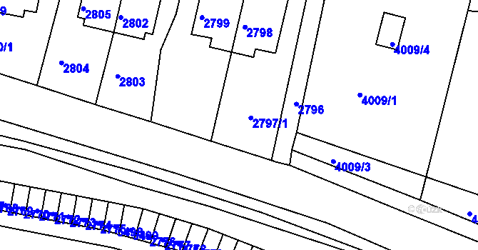 Parcela st. 2797 v KÚ Litoměřice, Katastrální mapa