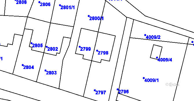 Parcela st. 2798 v KÚ Litoměřice, Katastrální mapa
