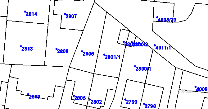 Parcela st. 2801/1 v KÚ Litoměřice, Katastrální mapa