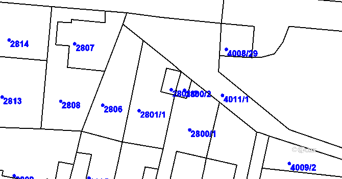 Parcela st. 2801/2 v KÚ Litoměřice, Katastrální mapa