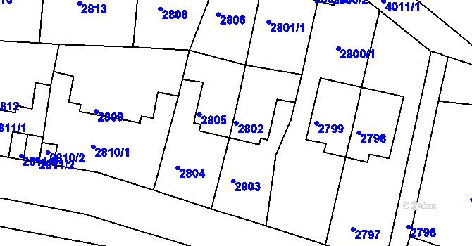 Parcela st. 2802 v KÚ Litoměřice, Katastrální mapa