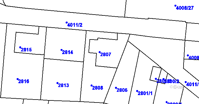 Parcela st. 2807 v KÚ Litoměřice, Katastrální mapa