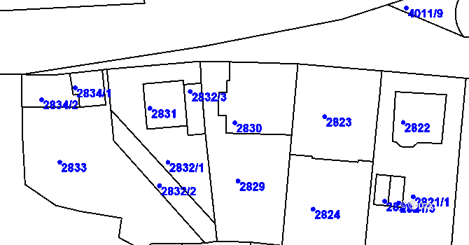 Parcela st. 2830 v KÚ Litoměřice, Katastrální mapa