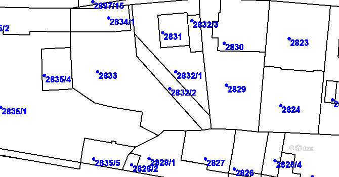 Parcela st. 2832/2 v KÚ Litoměřice, Katastrální mapa