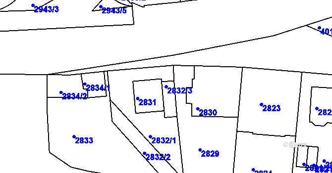 Parcela st. 2832/3 v KÚ Litoměřice, Katastrální mapa