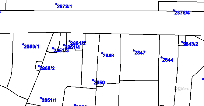 Parcela st. 2848 v KÚ Litoměřice, Katastrální mapa