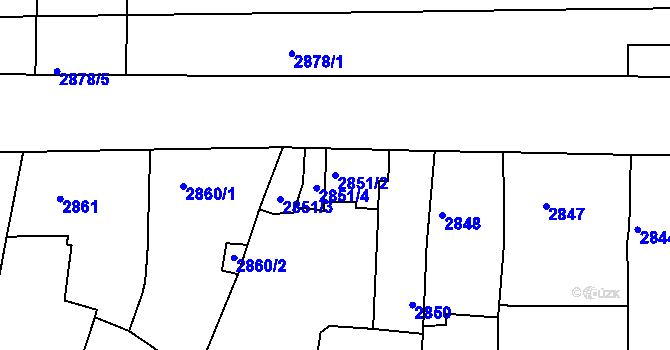 Parcela st. 2851/2 v KÚ Litoměřice, Katastrální mapa