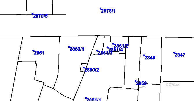 Parcela st. 2851/3 v KÚ Litoměřice, Katastrální mapa