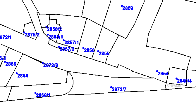 Parcela st. 2855 v KÚ Litoměřice, Katastrální mapa