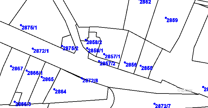 Parcela st. 2857/1 v KÚ Litoměřice, Katastrální mapa