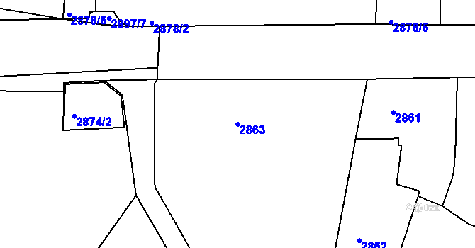 Parcela st. 2863 v KÚ Litoměřice, Katastrální mapa